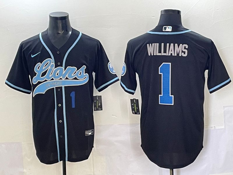 Men 2025 Detroit Lions #1 Williams Black  joint name 2024 Nike Limited NFL Jersey style 4->detroit lions->NFL Jersey